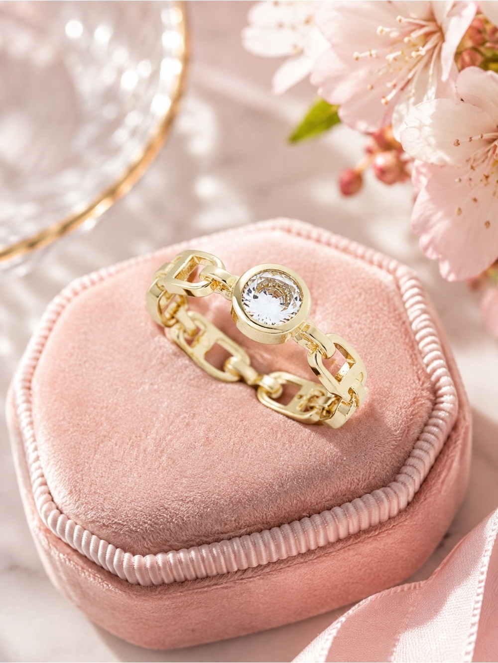 Cubic Zirconia Mariner Link Band Ring size 8